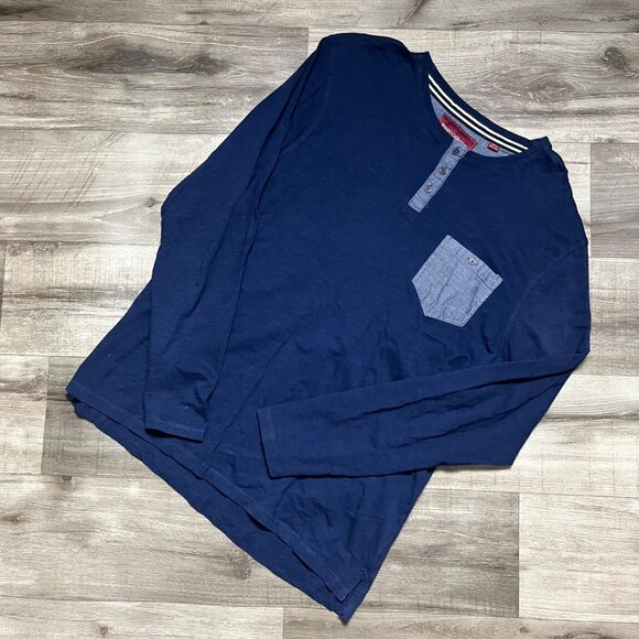 Report Collection Long Sleeve Henley Shirt Blue Men’s Size L - Picture 1 of 8